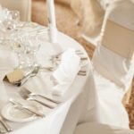 Close up of dressed table and chairs for a wedding at a Mercure Hotel