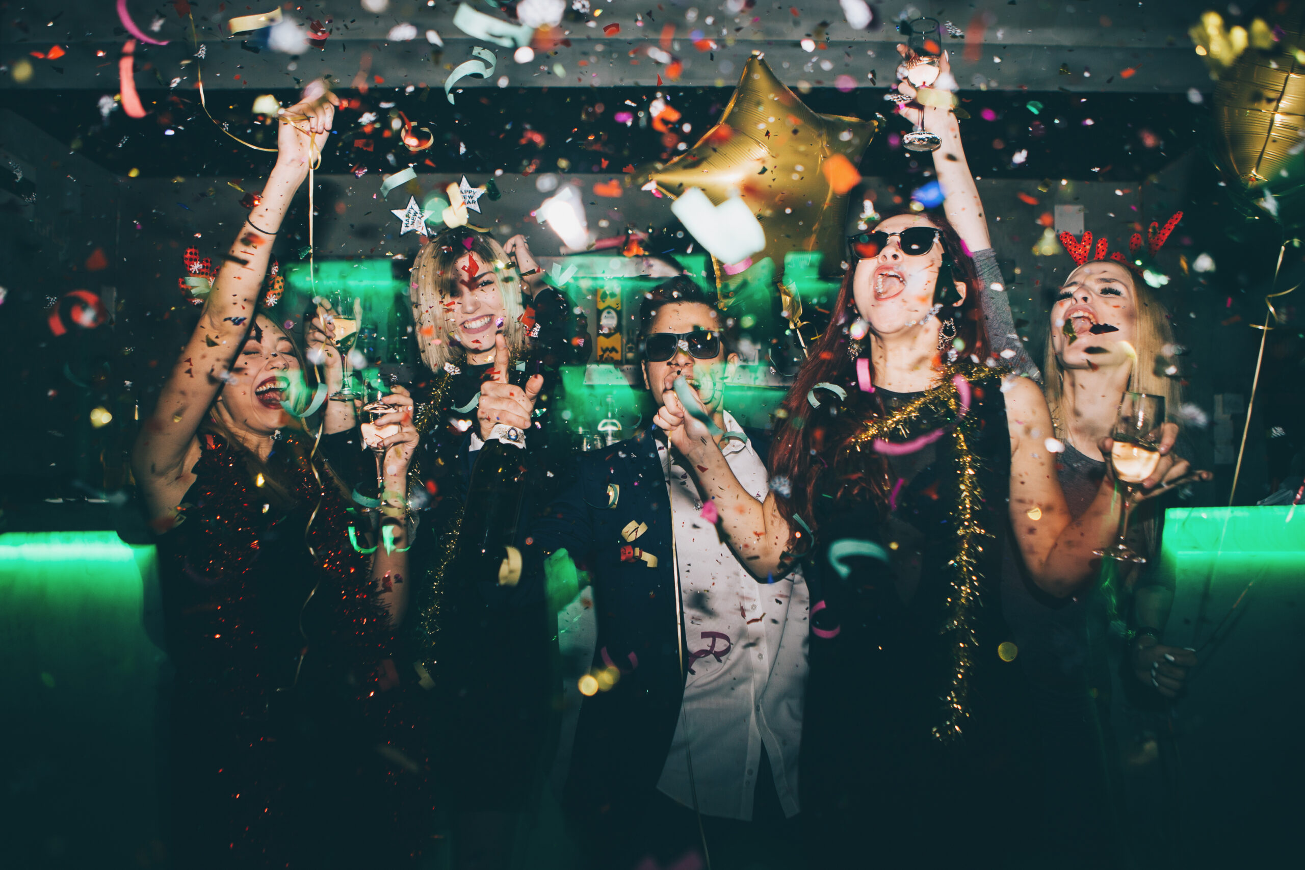 Group,Of,Friends,At,Club,Having,Fun.,New,Year's,Party Work colleges partying