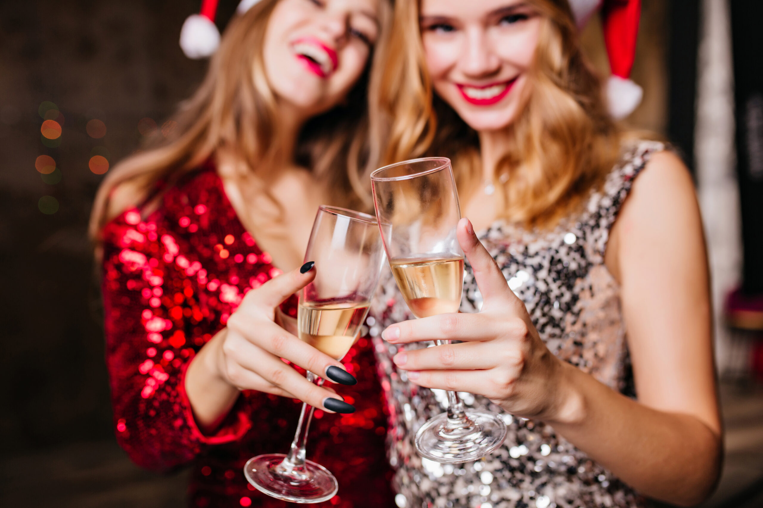 Indoor,Close-up,Photo,Of,Two,Winsome,Girls,In,New,Year Work colleges partying