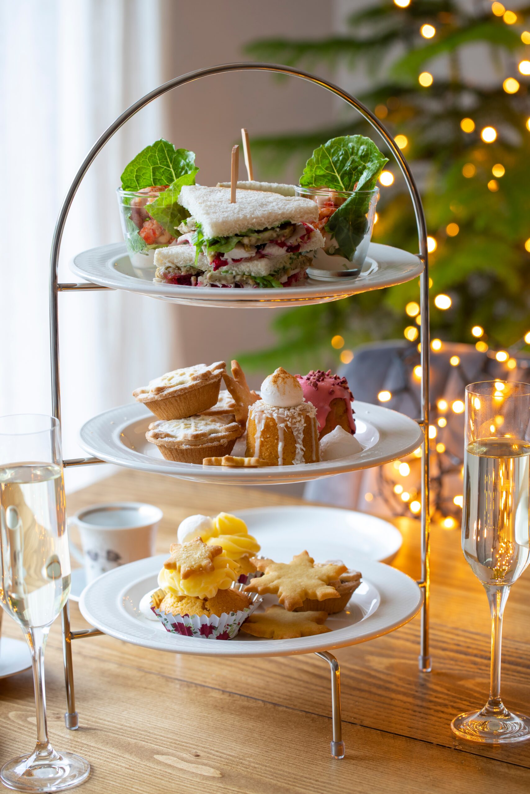 Christmas,Afternoon,Tea,With,Mince,Pies,,Cakes,,Turkey,Sandwiches,And Work colleges partying